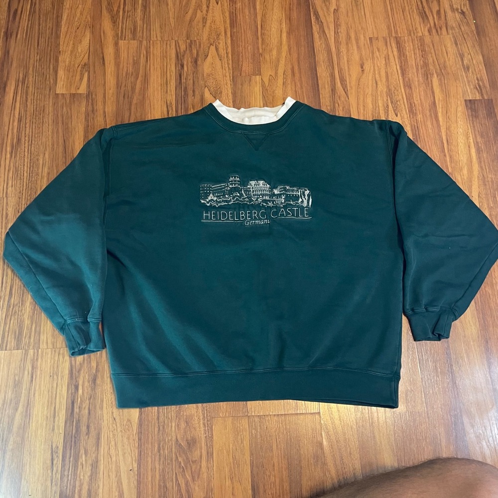 Gear For Sports Heidelberg Castle Germany Sweatshirt XL Green Vintage 90s Cotton